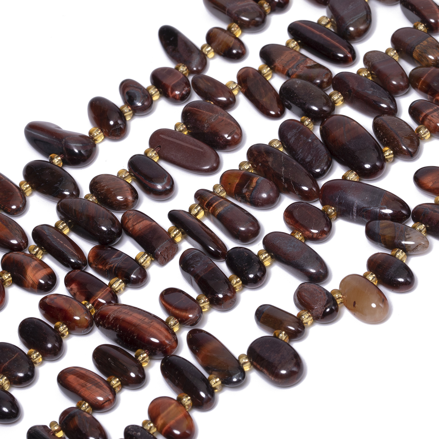 Irregular Long Tooth Gravel Red Brown Tiger Eye Beads